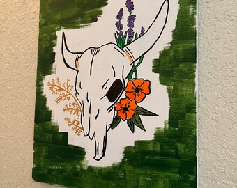 Desert Cow Skull Painting