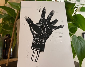 Detached and Disengaged Hand Linocut Print