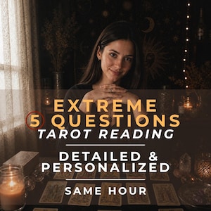 Tarotläsning med 5 frågor, ställ 5 frågor om psykisk läsning, 1 timmes leverans, insikt i kärlekskarriär, detaljerade personliga tarotsvar