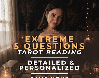 5 Question Tarot Reading, Ask 5 Questions Psychic Reading, 1 Hour Delivery, Love Career Insight, Detailed Personal Tarot Answers