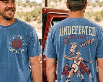 Comfort Colors® 4th of July Tee, Undefeated America T-shirt, Patriotic Basketball Shirt,Funny Founding Fathers Shirt, Dream Team of 1776 Tee