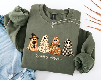 Ghost Sweatshirt, Fall Ghost Halloween Crewneck, Cute Ghost Hoodie, Spooky Season Pullover, Cozy Autumn Sweater, Halloween Gift