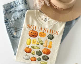 Comfort Colors® Vintage Pumpkin Shirt, Retro Botanical Squash Shirt, 90s Fall Harvest Shirt, Cottagecore Garden Shirt, Farmers Market Shirt