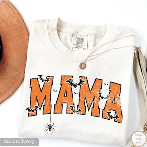 Comfort Colors® Halloween Mama Shirt, Spooky Halloween Mom T-Shirt, Fall Mama Sweatshirt