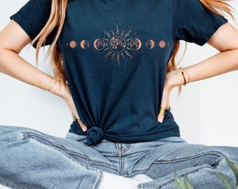Comfort Colors® Moon Phase Celestial Shirt, Boho Astrology T-Shirt, Mystical Moon Shirt