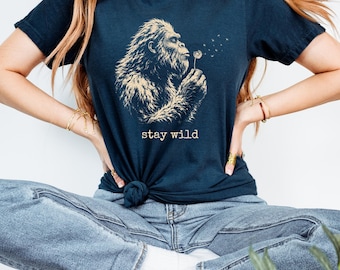 Comfort Colors® Bigfoot Dandelion Shirt, Vintage Sasquatch Nature T-Shirt, Woodland Camping Shirt