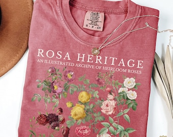 Comfort Colors® Vintage Rose Shirt, 90s Botanical Flower Shirt, Retro Floral Tee, Cottagecore Gardener Shirt, Nature Shirt, Birth Flower Tee