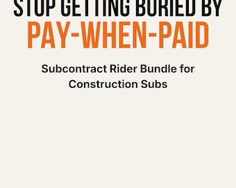 Sjabloon voor rijder uit onderaanneming bouw | Pay-When-Paid-overschrijving, inhoudingslimiet, betalingstermijn | Bewerkbare Word Doc-onderaannemers