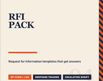 RFI-pakket voor constructie | Verzoek om informatieformulier, logboek, e-mailscripts (bewerkbaar woord)