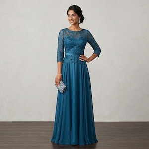 Teal Evening Long Sleeves Dresses - Etsy