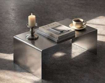 Stainless Steel Coffee Table – Modern Minimalist Living Room Accent Furniture (80x50 cm)
