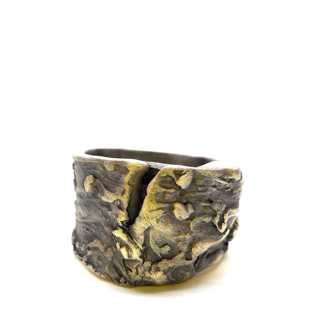 Huge Sterling Silver Ring for Men. Brutalist Rough Style Ring. E1032 - Etsy