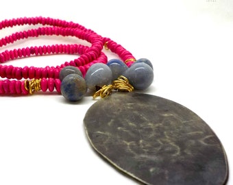 Long Hippie Boho Chic Beaded Necklace .African Style Necklace.E678