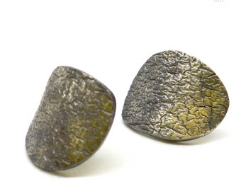 Organic Elegant and Minimal One of a Kind Textured Silver Earrings. E429