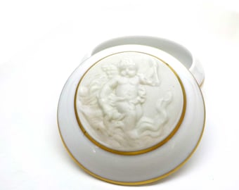 Vintage Limoges Porcelain Cherub Jewelry Box.JB34