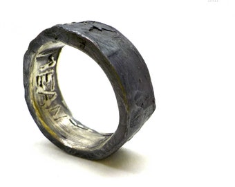 Brutalist Sterling Silver Ring: Thick Textured Band, Handmade in Spain