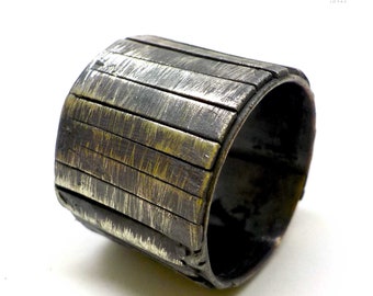 Sculptural Statement Unique Mens Silver Contemporary Design Ring. Size 13 USA. E538