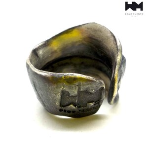 Brutalistisk afrikansk stil, djärv handgjord ring i massivt silver. E687 bild 4