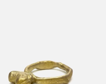 Brass Heart Ring: Brutalist Stacking Love Ring