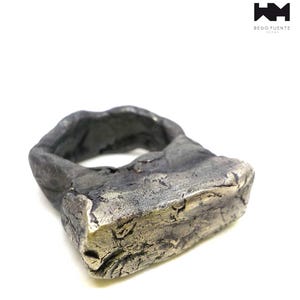 Massive One of a Kind Brutalist Silver Ring.E955