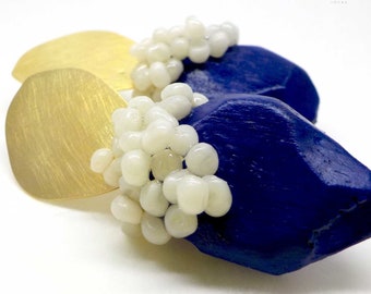 Avant Garde Balsa Wood Earrings: 18k Gold Plated Brass, Reclaimed Plastics