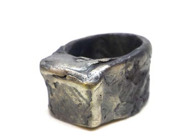 Unique textures silver ring. Handcrated quality jewelry