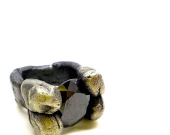 One of a Kind, Massive, Brutalist, Statement, Sterling Silver, Chunky Sculptural Ring. E781
