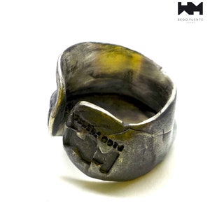 Brutalistisk afrikansk stil, djärv handgjord ring i massivt silver. E687 bild 6
