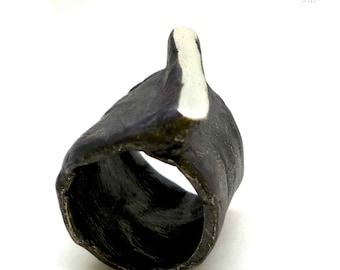 Sterling Silver Brutalist Chunky Handmade Sculptural Ring Unique Statement