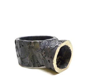 Men’s Sterling Silver Ring, Massive Textured Statement Ring, Chunky Bold Ring for Men