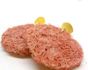 Organic Silicone & Gold plated Brass, textured, flexible, unique, Award-Winning Design Earrings.