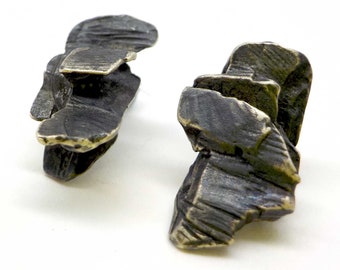 Pendientes Orgánicos Escultóricos Strata Sterling. E37