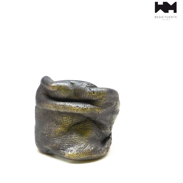 Brutalist Sterling Silver Statement Ring Handcrafted Bold Sculptural Chunky Wide Band