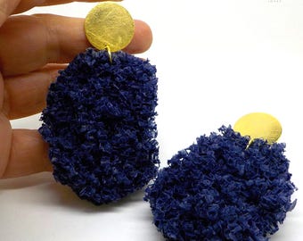 Organic Silicone & Gold plated Brass, textured, flexible, unique, Award-Winning Design Earrings. E915