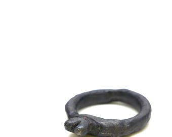 Brutalist Heart Band Ring, Oxidized Sterling Silver, Textured Raw Metal Jewelry, Unique Artisan Gift