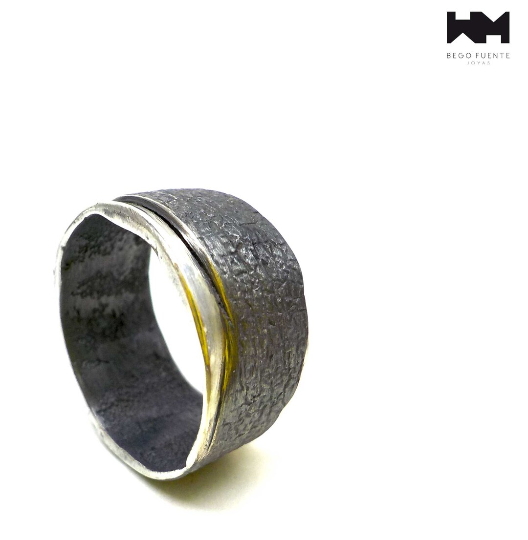 Aesop Zilverkleurige en Goudkleurige Wave Titanium Ring | Op voorraad | Lucleon