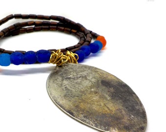 Long Hippie Boho Chic Beaded Necklace .African Style Necklace.E682