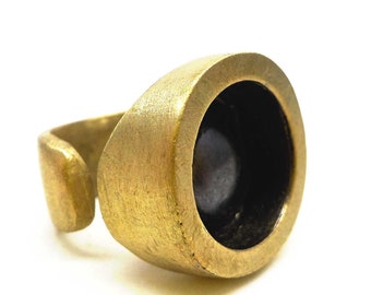 Massive Brass & Sterling Silver Dome open Ring, Bold Artisan Handmade Jewelry. E853