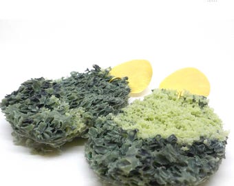 Organic Silicone & Gold plated Brass, textured, flexible, unique, Award-Winning Design Earrings. E922