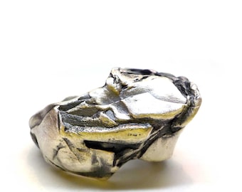 Brutalist Mountain Sterling Silver Ring, Textured Statement Jewelry