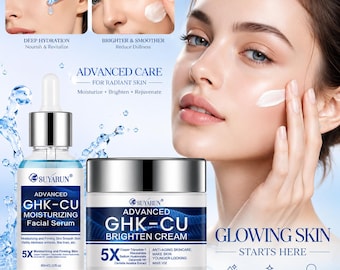 Suyarun Face Serum & Brightening Cream Set | Anti-Aging Peptide Skincare for Glowing Hydrated Skin
