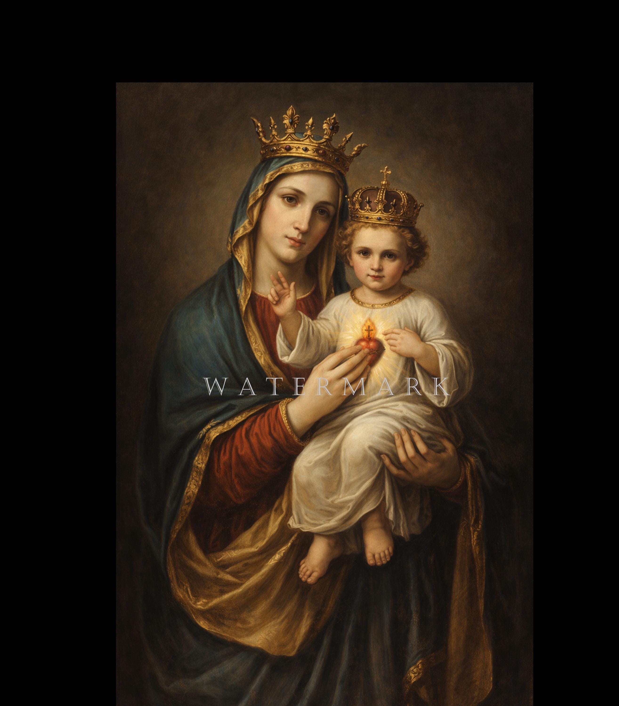 Our Lady of the Most Sacred Heart Digital Oil Painting DIGITAL DOWNLOAD ...