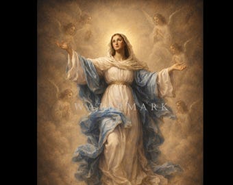 The Assumption of Mary into Heaven Digital Oil Painting DIGITAL DOWNLOAD