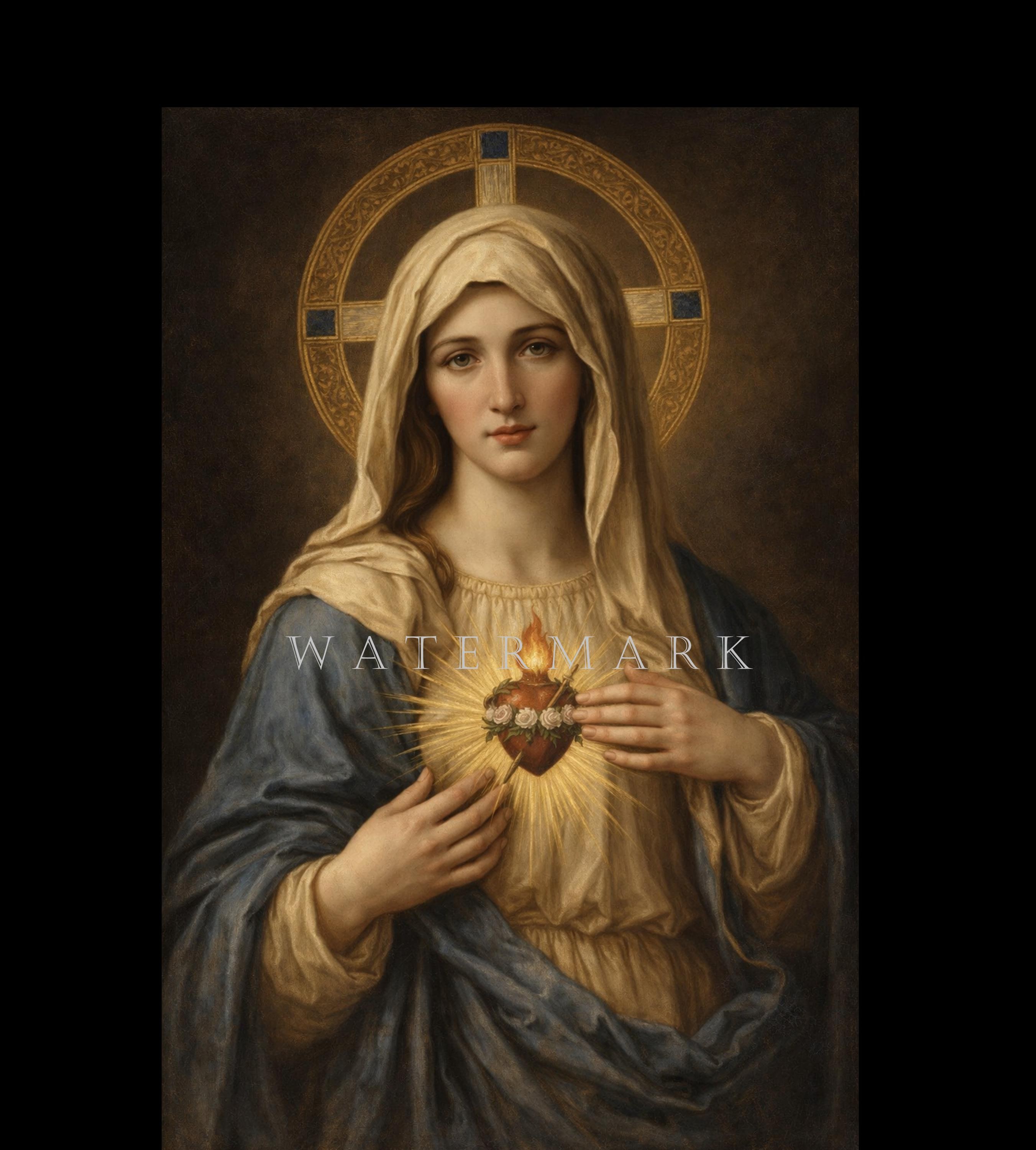 Immaculate Heart of Mary Digital Oil Painting DIGITAL DOWNLOAD - Etsy