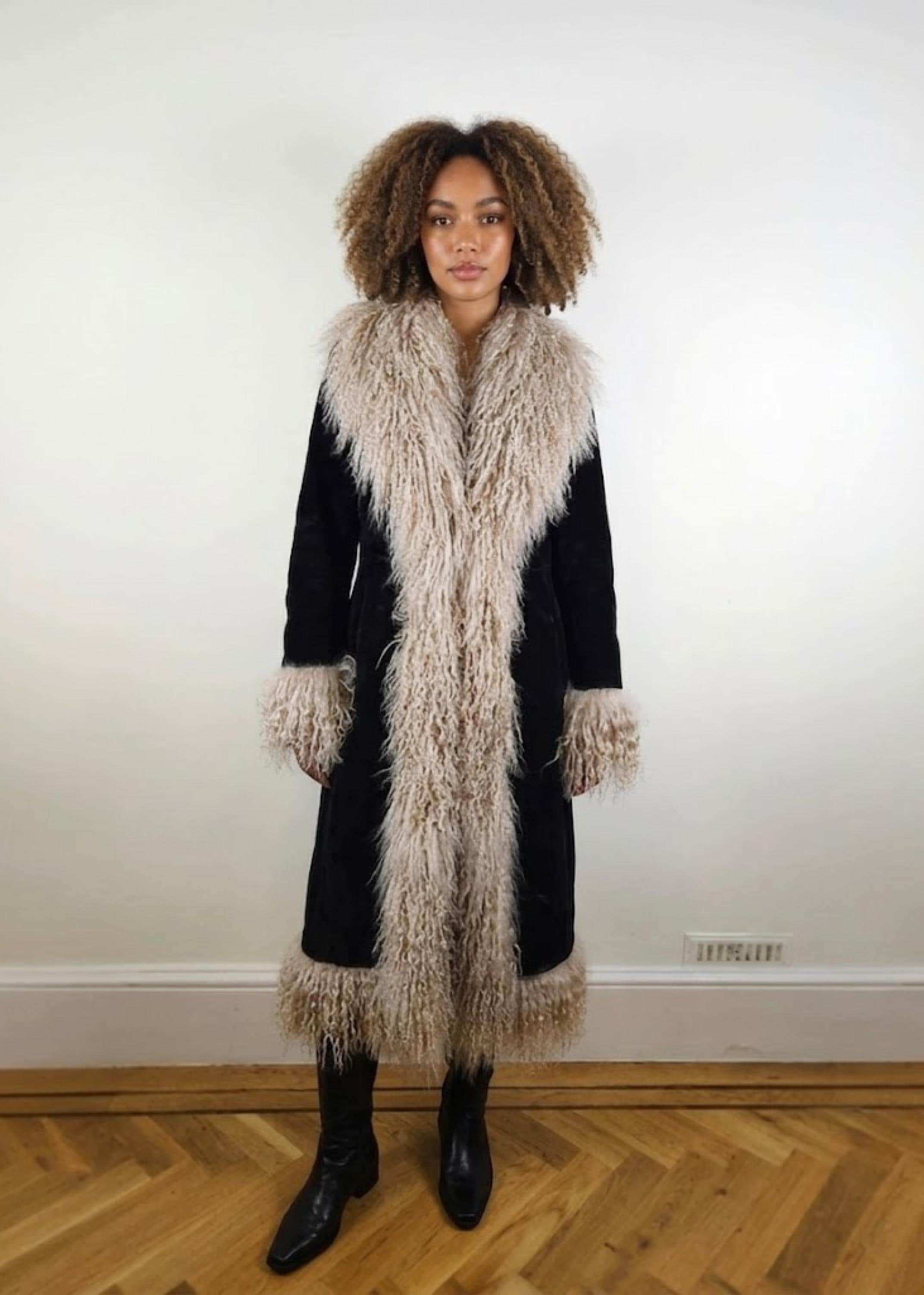 Y2k Black Fur Coat - Etsy