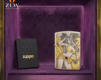 Anime Fuchs Mädchen Zippo Feuerzeug Geschenk für ihn, künstlerisches Sammlerstück Design, Herren Accessoires, Geburtstagsgeschenk, Jahrestagsgeschenk, Vatertagsgeschenk