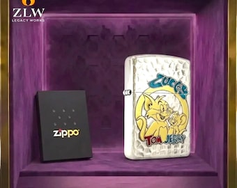 Lustiges niedliches Cartoon Sammler Zippo Feuerzeug Geschenk, Tom und Jerry gravierte Design, Geburtstagsgeschenk für ihn, Herren Accessoires, Vatertagsgeschenk
