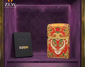 Fortune Krieger Art Zippo Feuerzeug Sammlerstück, aufwendiges asiatisches Emaille Design Geschenk für ihn Geburtstagsgeschenk Herren Accessoires Jahrestagsgeschenk