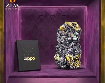 Premium Drachenstatue Zippo Feuerzeug Sammlerstück, künstlerisches Design, einzigartiges Herren Accessoire Geschenk für ihn Vatertagsgeschenk