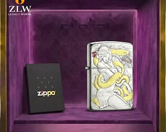 Vintage Art Sammler Zippo Feuerzeug Geschenk, elegantes Medusa Gravur Design, Geburtstagsgeschenk für ihn, Herren Accessoires, Jubiläum Geschenkidee